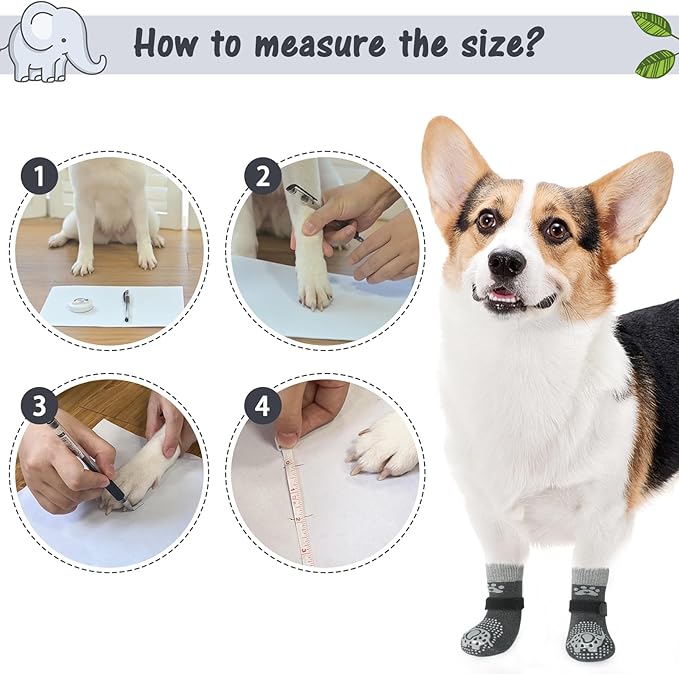 SCENEREAL 6Pcs Anti Slip Dog Socks to Prevent Licking Paws for Hot/Cold Pavement, Dog Grippy Socks for Hardwood Floors, Dog Shoes for Boots & Paw Protectors for Puppy Small Medium Large Senior Dogs