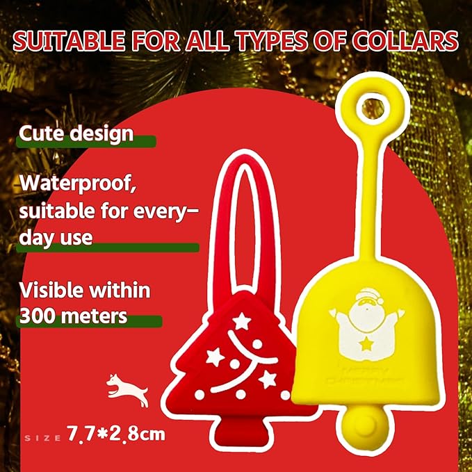 LaRoo Christmas Day Dog Lights for Night Walking,Led Dog Collar Lights for Nighttime Clip On Light up Dog Collar (Yellow)
