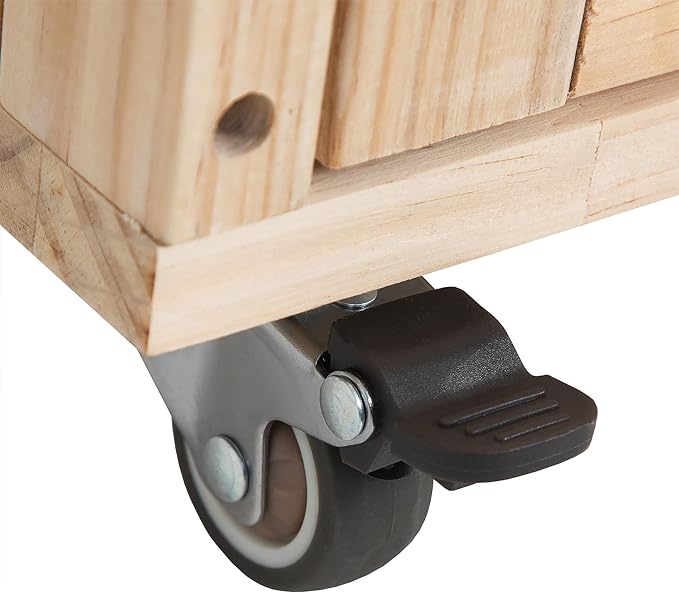Large Wooden Cat House on Wheels, Indoor Cat Villa with Condo, Multi Platforms, Scratchers, Vent, Litter Box Area, Clear Doors, Cat Cage Enclosure for Kittens & Adult Cats (Natural Wood)