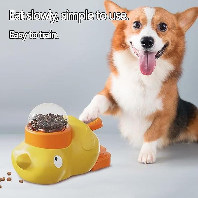 clhjinruoliu 2-in-1 Interactive Dog Puzzle Toy & Slow Feeder - Duck-Shaped Treat Dispenser, Press Tail to Rotate & Release Snacks, Food-Grade ABS, Washable for Small/Medium Dogs & Cats