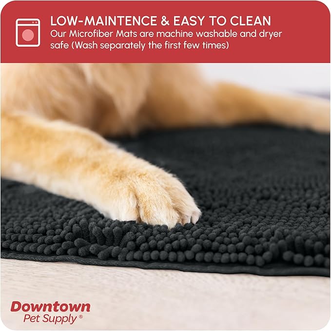 My Doggy Place Dog Mud Mat, 96" x 24" Charcoal – Thick Microfiber Entry Rug for Snow, Mud & Salt – Absorbent, Quick-Dry, Washer-Safe & Non-Slip, XX-Large
