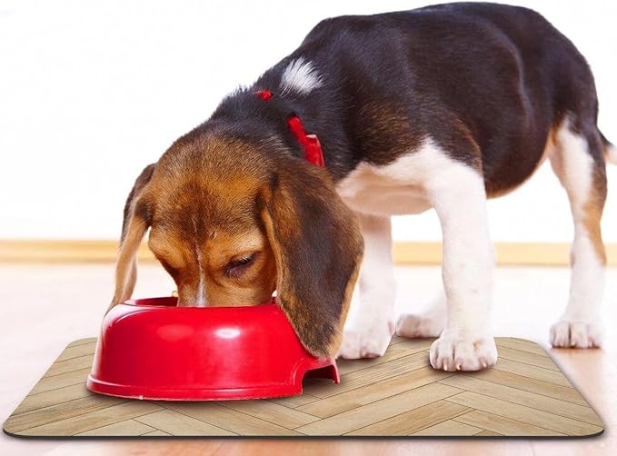 Dog Food Mats for Floors Waterproof, Dog Cat Water Bowl Mats Pet Feeding Absorbent Mat Dog Cat Pet Placemats for Food and Water Wood 17 * 30 inch