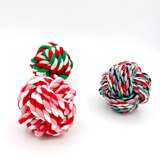 YESWOOD! Puppy Toys Small Rope Balls for Teething, Puppy Chew Pink Toy,Pet Friendly Washable Dog Toy Rope Ball for Small and Medium Dogs 0-80 Pounds(3-Pack) Dog Interactive Gifts