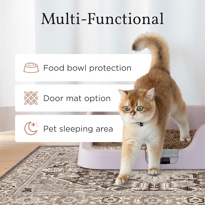 Lovewag Cat Litter Mat 2 Pack - Large 36x48 Machine Washable Easy Clean Non-Slip Waterproof Trapping Mats for Cats - (Rustic Terracotta)