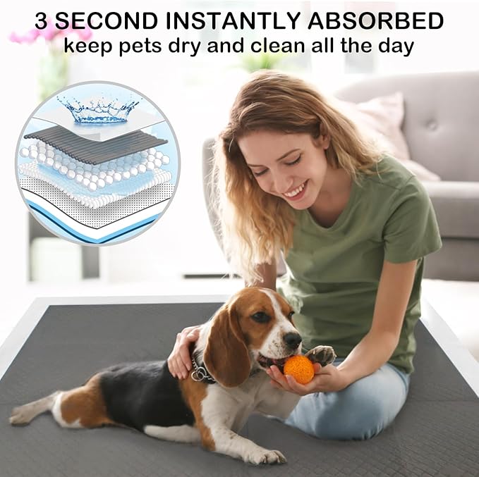 ELEGX Extra Large 31"x47" 40 Pcs Odor-Control Super Absorbency Charcoal Pee Pads for Dogs & Cats - Leak-Proof Thicken Disposable Potty Pads