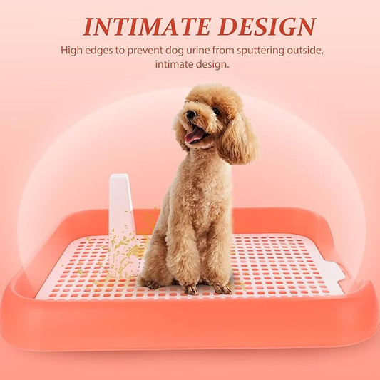 Mesh Puppy Indoor Dog Toilet Tray Anti-Slip Plastic Potty Trainer with Ergonomic Column Design Breathable and Washable Pet Potty for Small to Large Dogs