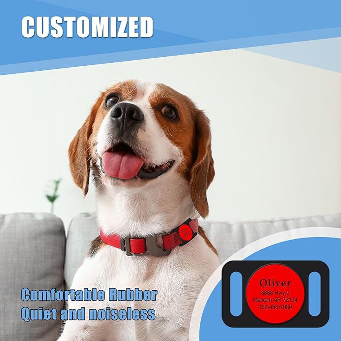 Personalized Engraved Compatible with Airtag Pet Collar Holder,Slide On Compatible with Airtag Case,Adjustable Dog Collar Pet ID Tag,Custom Name Phone for S, M, Large Dogs and Cats (Small Purple)
