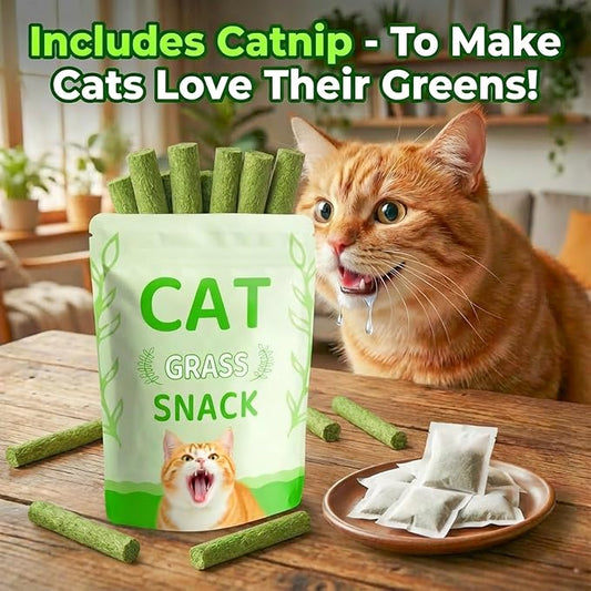 GREMBEB Cat Grass Treat Cats Toy 100g/3.53oz Freeze Dried Catnip Toys Kitten Chew Stick for Removal Hairballs for Cleaning Teeth Indoor Kitty Dental Care Lickable Edible Snack