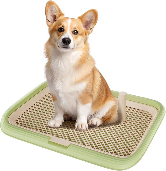 Dog Potty Tray, 23.6"x17.7" Indoor Pet Pee Pad Holder,Puppy Training Holder,Bathroom Dog Litter Box, Pet Toilet for Small and Medium Dogs,Housebreaking Supplies, Pet Products (Green)