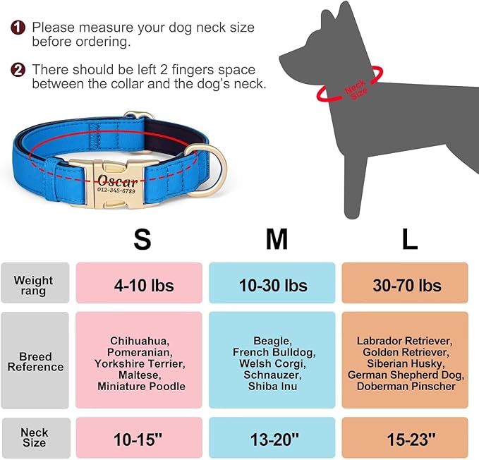 PET ARTIST Personalized Dog Collars, Colorful Pink Custom Dog Collar with Silent Engraved ID Tag, Lightweight Breathable Nylon & Soft Padded, Matching Leash & Poop Bag for Medium Dogs,M Fit 13-20"