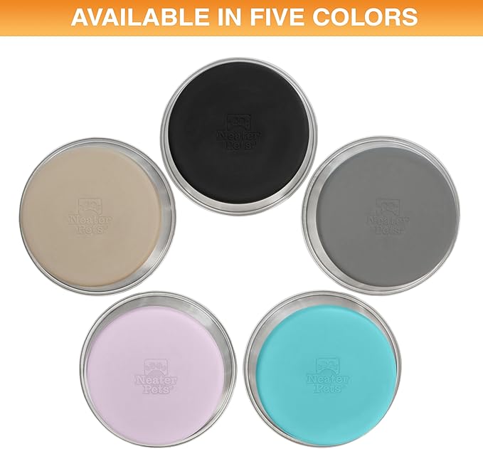 Neater Pet Brands Stainless Steel Dog Bowls with Non-Slip Rubber Bottom – 2 Cup (16 oz), Teal - Set of 2 Heavy Duty Metal Dog Bowls, Dishwasher Safe, Food or Water Bowl, Ideal for Small Dogs & Cats