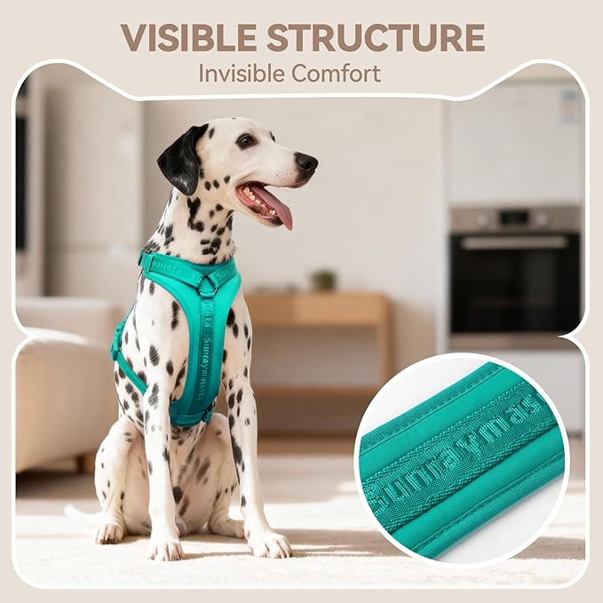 No Pull Dog Harness with Lycra, Three-Point Force Dispersion & 3D Padding, Adjustable Breathable Mesh for Small Medium Large Dogs(MARRS Green,S)