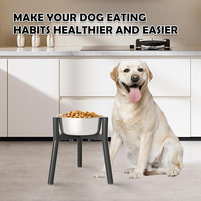 SHAINFUN Raised Dog Bowl Stand for Large Dogs with Tray, Adjustable Width 7 to 10.6", Elevated Tall Food Water Stand (Bowl Not Included)