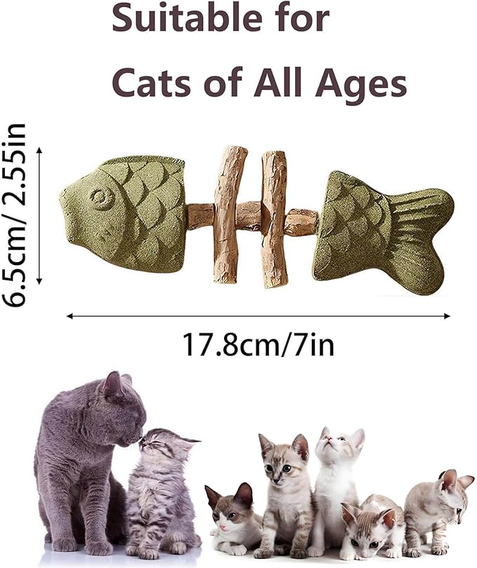 Fix Cat Dental Health, Natural Dental Chew for Cats, Fishbone Shape Cat Teething, Cat Chew with Catnip (A, 3pcs)