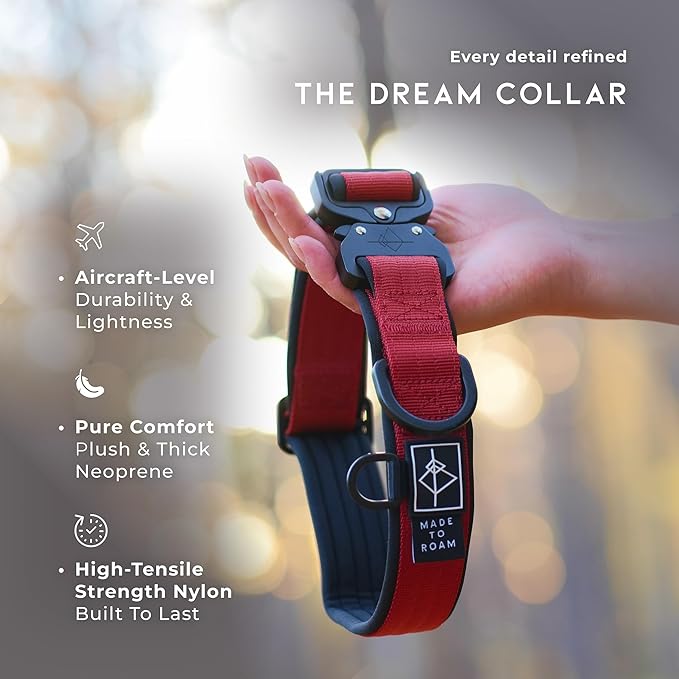 MADE TO ROAM Comfort Collar - Adjustable Nylon Dog Collar with Soft Comfortable Padding, Light Aviation Aluminum Metal Buckle for Small, Medium and Large Dogs (Oregon Haze, Size 2)