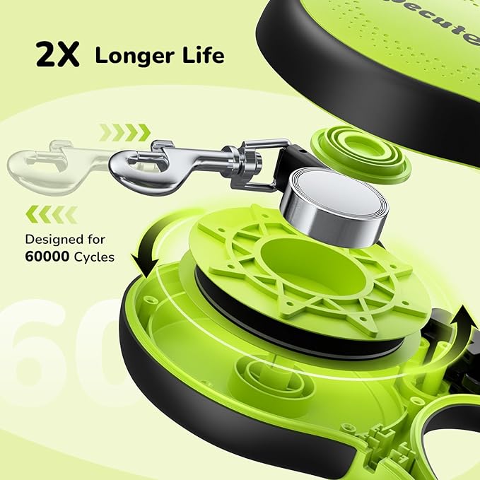 Retractable Dog Leash with Chew Proof Extender - 18,2 ft Heavy Duty Retractable Dog Leash with Poop Bag Holder, Anti-Slip Handle, Reflective Leashes for Small Medium Large Pet Up to 110 lbs