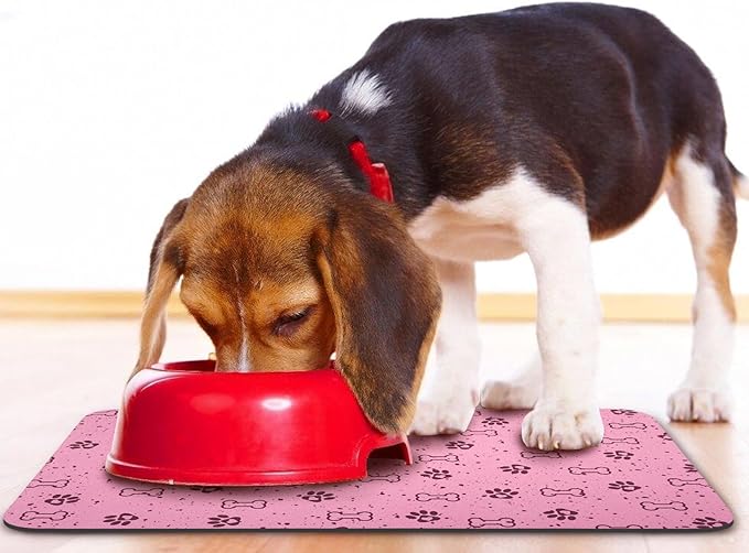 Dog Food Mats,Cat Absorbent Water Bowl Feeding Mats Pet Placemats for Food and Water Spot 12 * 20 inch