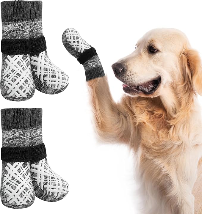 BEAUTYZOO Dog Socks to Prevent Licking Paws, Dog Shoes for Hot Pavement Small Medium Large Senior Dogs Booties, Non Slip Dogs Boots & Paw Protectors for Hardwood Floors Traction Control Indoor