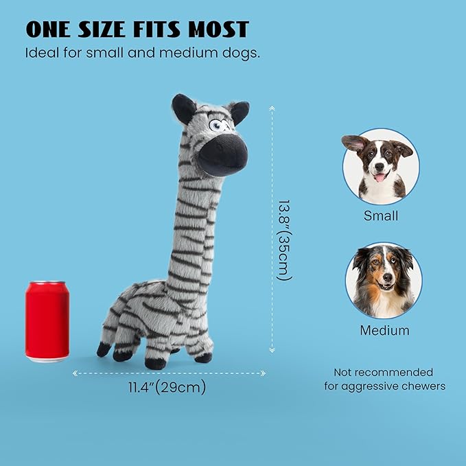 Nocciola Twistable Zebra Pup Dog Toy, Interactive Stuffed Plush Crinkle Puppy Supplies for Small Medium Breeds to Keep Them Busy