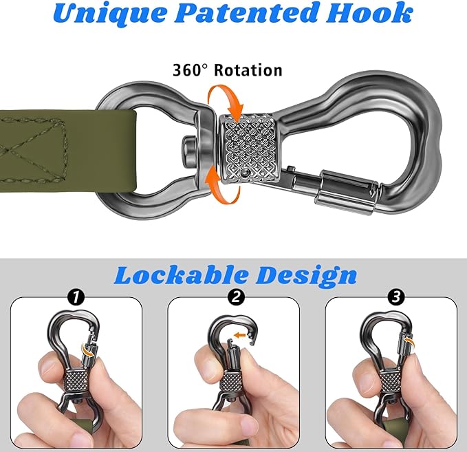 XiaZ Waterproof Long Leash for Dogs Outside, Training Long Line Lead for Large Medium Small Dogs Outside Walking, Playing, Camping, or Yard (10FT, Olive)