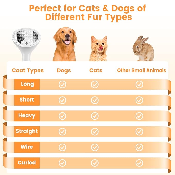 4 in 1 Cat Steam Brush, Rechargeable Pet Spray Hair Removal Comb, Self Cleaning Pet Brush for Indoor Long & Short Haired Pets, Cat Brushes for Shedding, Grooming, Cleaning and Massage