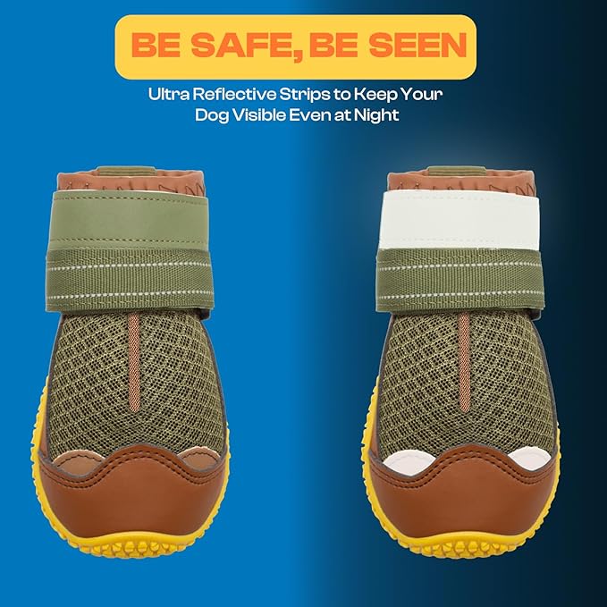 Dog Shoes for Small Dogs, Dog Boots & Paw Protectors for Hardwood Floors, Outdoor Dog Booties for Hot Pavement Winter Snow Hiking, Breathable Dog Shoes with Reflective Strips Size 2