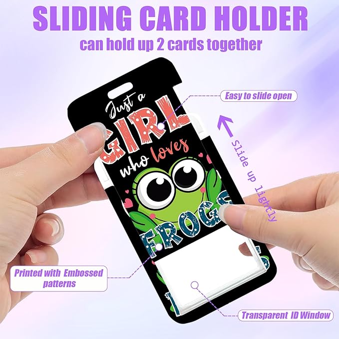 Frog Lover ID Badge Holder with Lanyard, Retractable Lanyards for ID Badges Name Tag Clips, Funny Nurse Teacher Office Student Gift