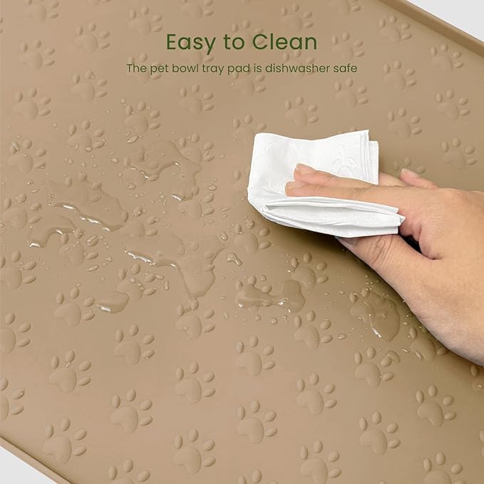 PWTAA Dog Food Mat Anti-Slip Silicone Dog Bowl Mat Thicker Pet Placemat Waterproof Cat Feeder Pad with Raised Edge Puppy Kitten Feeding Mats Suitable Small Medium-Sized Dogs Cats Eating Tray