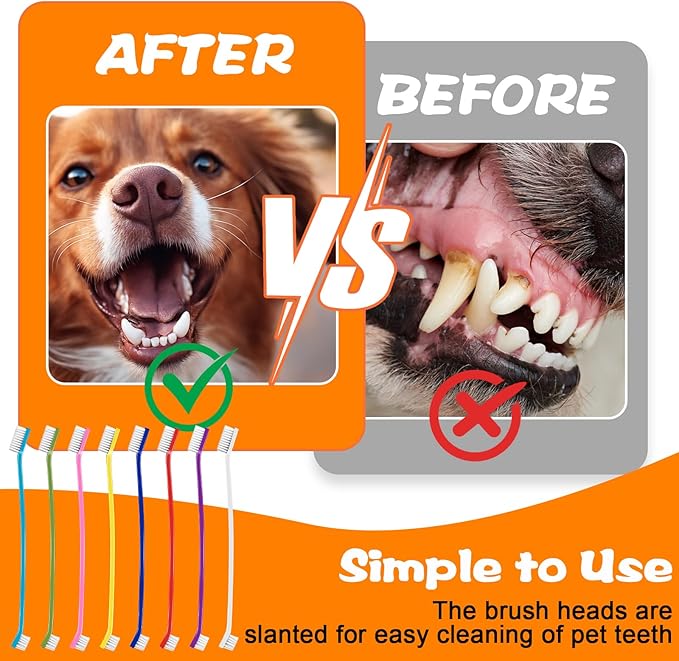 160 count Dog Toothbrush Bulk Dual Headed Dental Brushes Dogs Tooth Brushing Kit Long Handle Pet Tooth Brush for Puppy Large Small Cats and Most Pets Teeth Cleaning Dental Care Supplies, 8 Colors