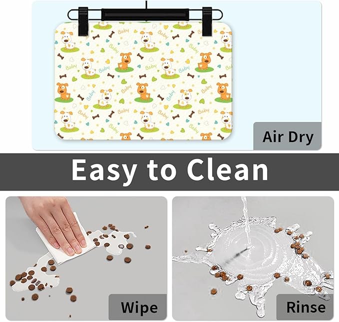 Dog Food Mat for Floors Absorbent,Quick Dry Cat Pet Feeding Placemats with Non Slip Rubber for Dog Food and Water Bowl, Pet Supplies for Dogs, Cats(30x45cm,Cute Dog Pattern)