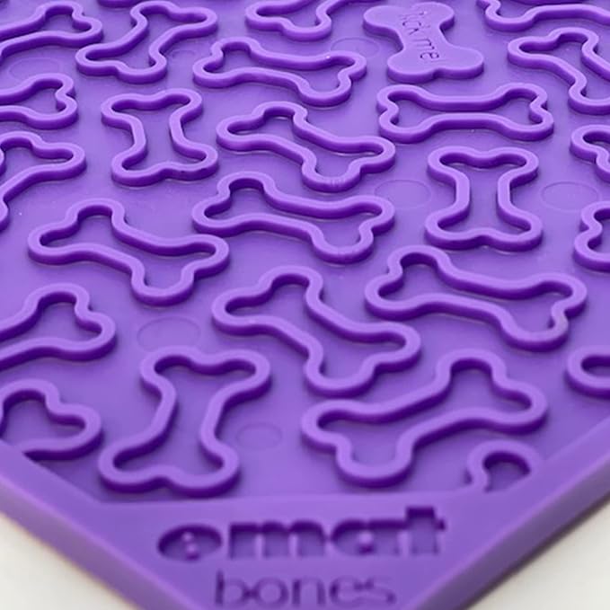 SodaPup Bones eMat – Durable Lick Mat Feeder Made in USA from Non-Toxic, Pet-Safe, Food Safe Rubber for Mental Stimulation, Avoiding Overfeeding, Fresh Breath, Digestive Health, Calming, & More