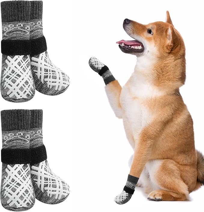 BEAUTYZOO Dog Socks to Prevent Licking Paws, Dog Shoes for Hot Pavement Small Medium Large Senior Dogs Booties, Non Slip Dogs Boots & Paw Protectors for Hardwood Floors Traction Control Indoor