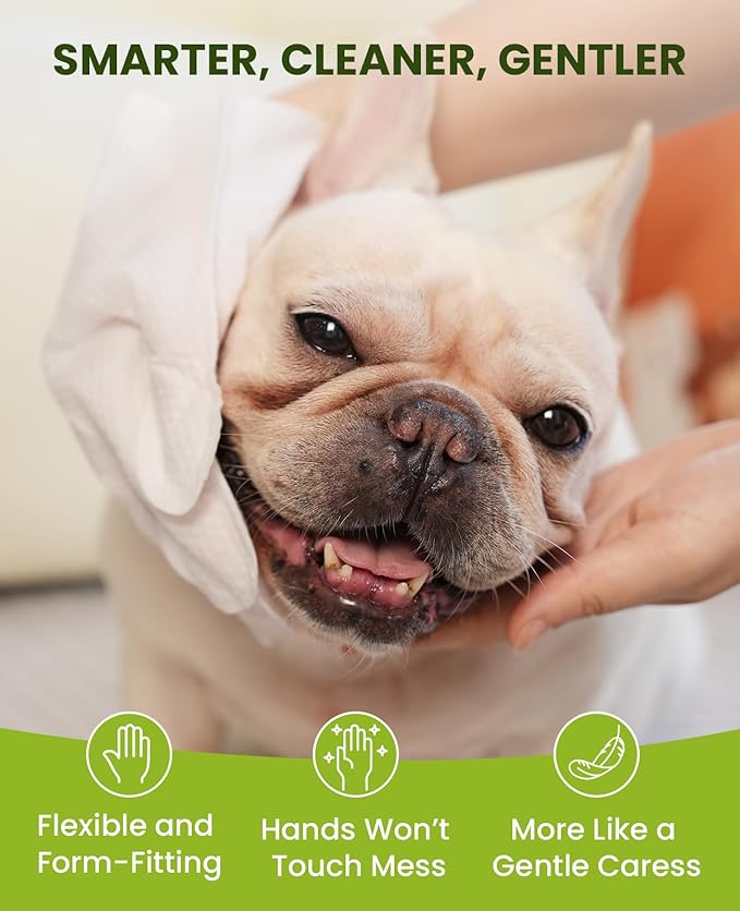 12PCS Hypoallergenic Pet Glove Wipes for Dogs & Cats - Quick Clean & Deodorizing Between Baths & Travel | Dog Washing Wipes for Fur, Butt, Paws, Eyes & Ears |Cat Cleaning Gloves for Grooming & Bathing