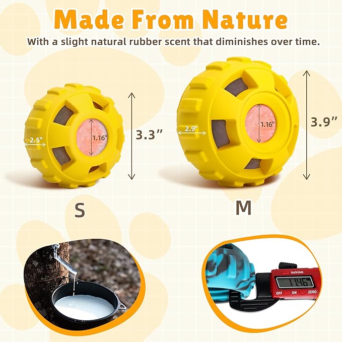 Dog Enrichment Toys to Keep Them Busy-Interactive Dog Toys for Large Dogs-Freeze Treat Dispensing,Natural Rubber,Dishwasher Safe,Lemon,M