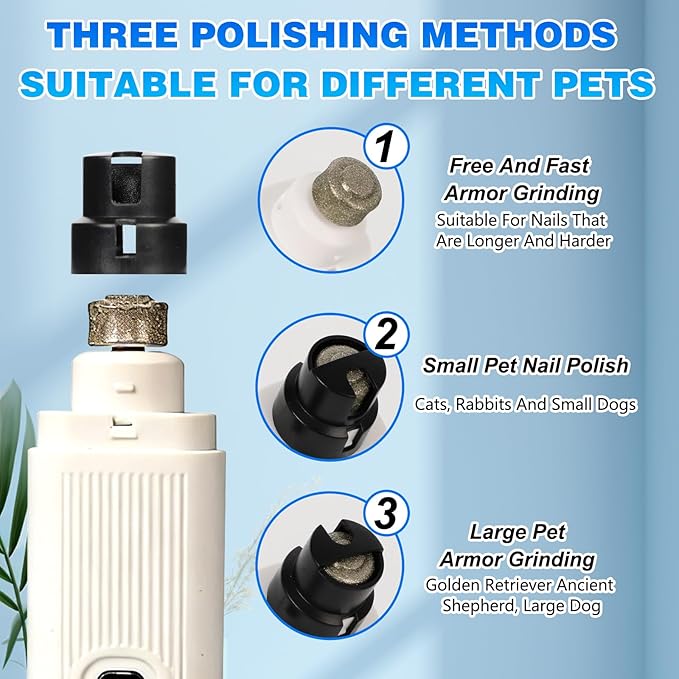 Cat Nail, Upgraded Safe Cut Cat Nail Trimmer, Two Adjustable with 360°Grinding Settings, Low-Vibration Ultra-Quiet Under 40dB, Powerful Enough for All Cats and Dogs (White)
