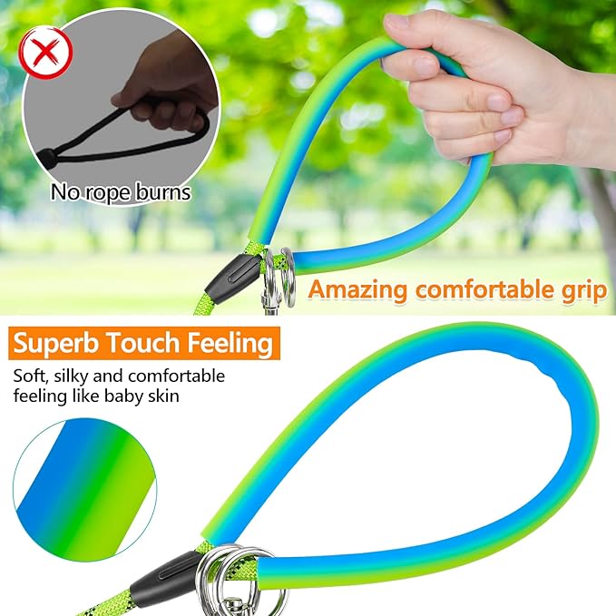 Long Dog Leash for Dog Training 10FT/15FT/20FT/30FT/40FT/50FT/100FT Reflective Leash with 2 Hooks, Heavy Duty Dogs Lead for Large Medium Small Dogs Outside Walking Camping Yard, Green 15FT