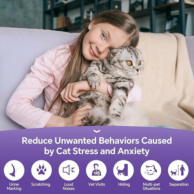 Cat Calming Spray with Pheromones – Anxiety & Stress Relief for Cats – Reduce Scratching Furniture, Urine Marking & Aggression – Calming Aid for Travel, Vet Visits & Home – 60-Day Supply (2 × 60 mL)