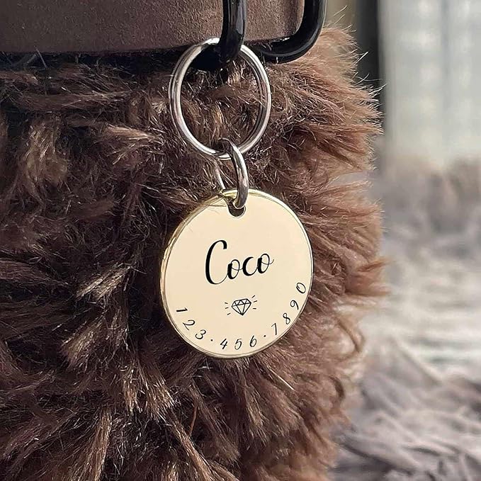 Cats Dogs ID Tags Personalized Lovely Symbols Pets Collar Name Accessories Custom Engraved Supplies for Extra Small Four Legged Child Necklace Chain Anti-Lost Metal Simple Shiny Brass Charm