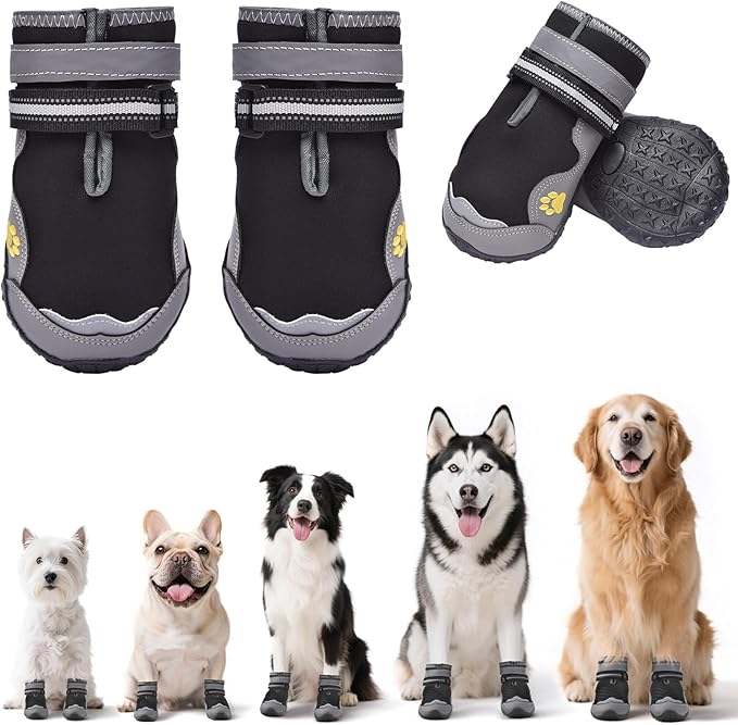 Hipaw Dog Booties for Winter,Snow Boots for Small Medium Large Dogs,Waterproof Dog Rain Shoes,Non-Slip Paw Protector for Outdoor Walking,Hiking,Indoor Hardwood Floors