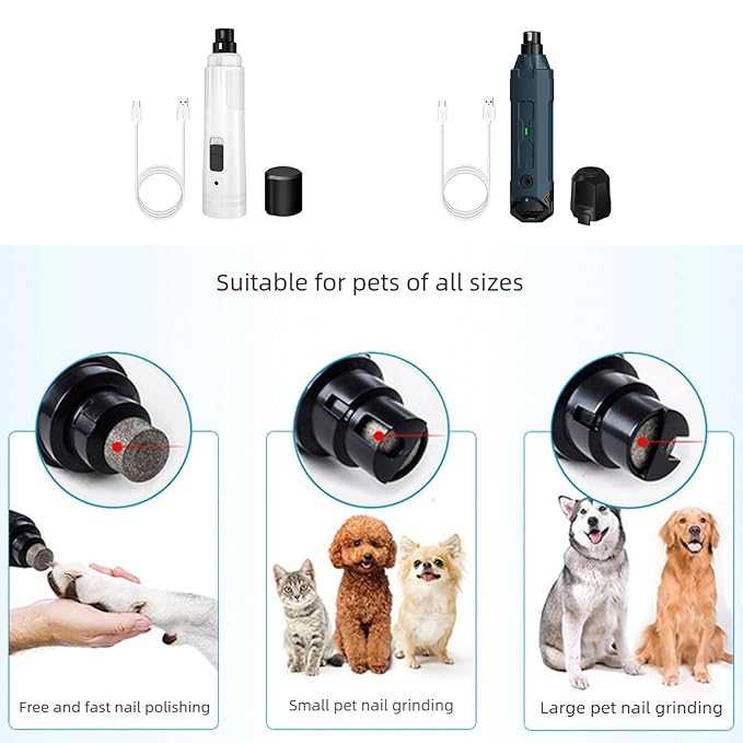 Low Noise Electric Nails Trimmer For Dogs Cats With Lights And Rechargeable Battery Design Electric Pet Nail Grinder