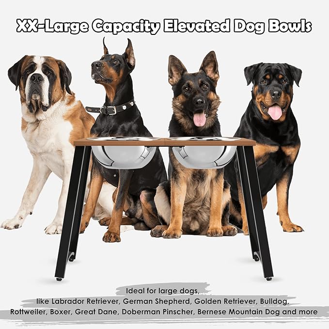 TIDANT Elevated Dog Bowls for Large Dogs, Extra Large Breed, with Spill Proof Mat, Two 3000ML(13CUPS) Food & Water Bowls, Stable Raised Bowl, 18.1" Tall Dog Bowl Stand for XX Large Dogs