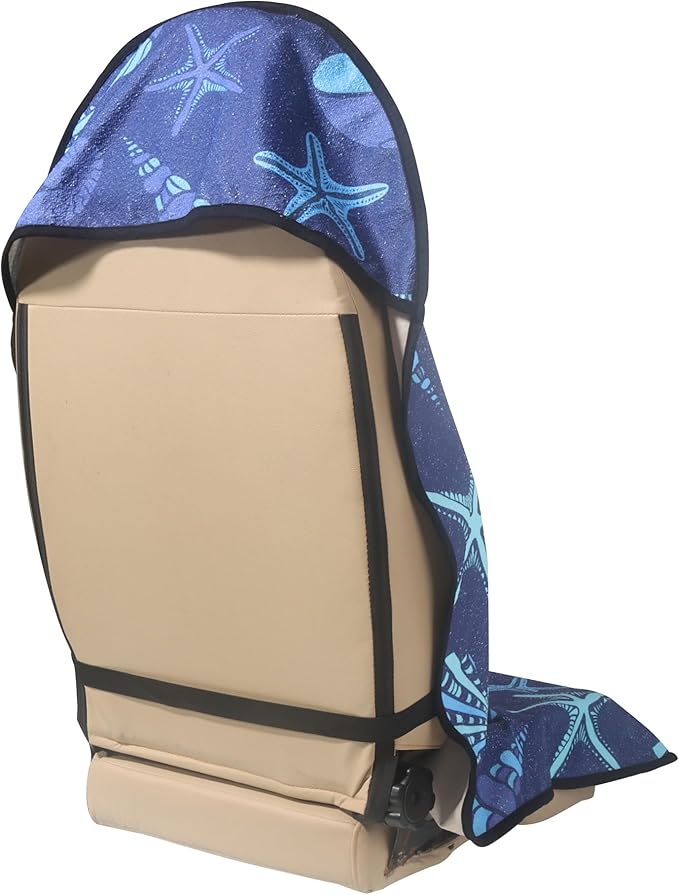 LoyaGour Car Seat Cover Protector Front Seats,for Gym Workout,Running,Swimming,Beach and Hiking,Waterproof Sweat Towel Bucket Seat Covers for Cars SUV Trucks (Conch Shells Starfish, 1Pcs)