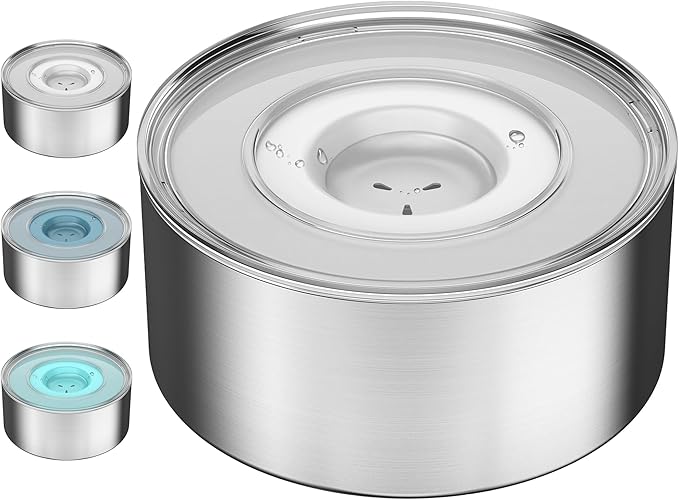 1Gallon Slobber Stopper Water Bowl for Dogs, US Patented Splash-Proof Paws Lid, 18/8 Stainless Steel, Anti-Slip Base, No Spill for Messy Large Medium Dogs, Ear Protection for Floppy-Eared Breeds