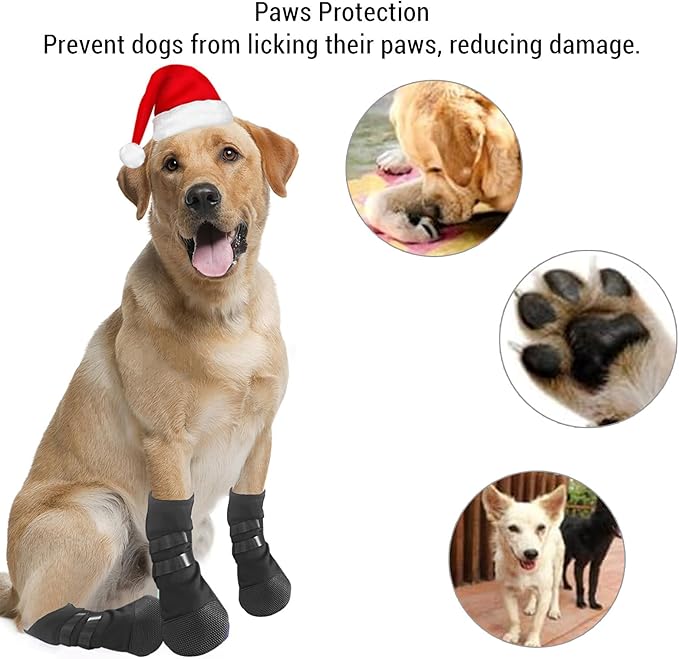 Dog Socks Anti Slip Soft Grip Socks Prevent Licking Protect Paws for Hardwood Floors Senior Dogs Polyester Cotton S Size 4Pcs