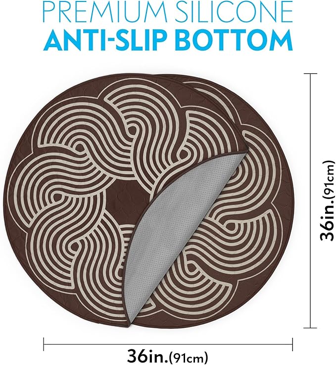 2ct Paw Inspired Round Designer Dog Pads | Premium Washable Pee Pads | Reusable Puppy Pads for Potty Training, Whelping, Waterproof Mat | Leakproof, Non-Slip Liner (Brown, 36")