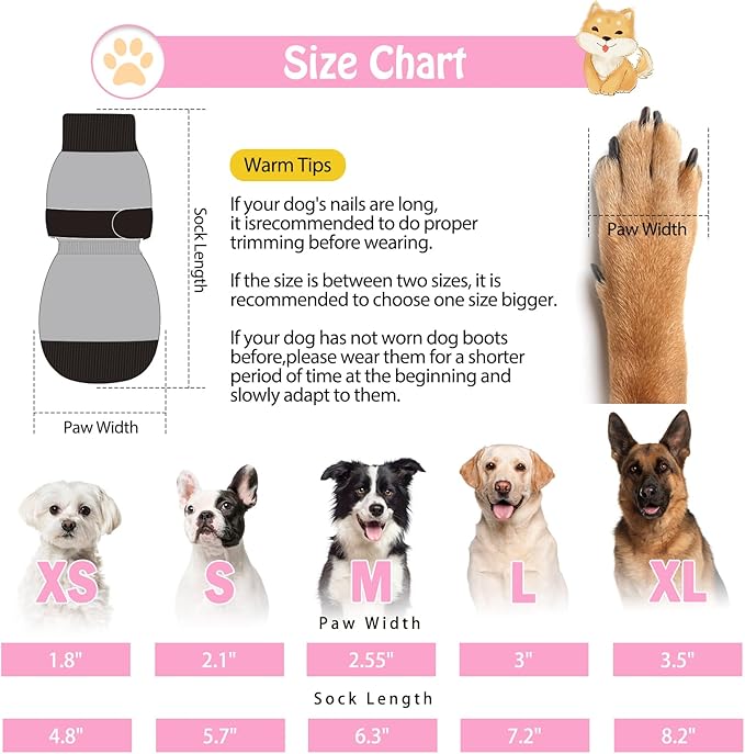 SCENEREAL 6Pcs Anti Slip Dog Socks to Prevent Licking Paws for Hot/Cold Pavement, Dog Grippy Socks for Hardwood Floors, Dog Shoes for Boots & Paw Protectors for Puppy Small Medium Large Senior Dogs
