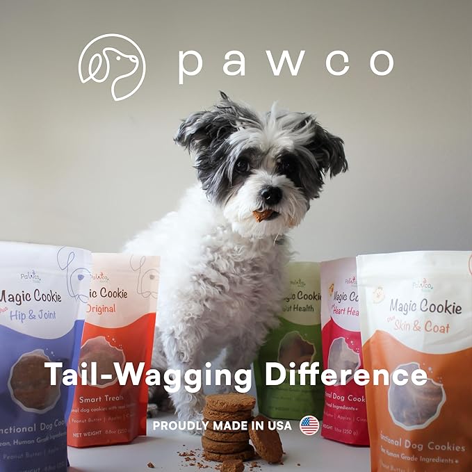 Pawco Dog Treats, Heart Health – Supports Heart Function & Vitality – Crunchy Dog Cookies with Peanut Butter, Apple & Taurine for Dogs – Functional & Healthy Rewards for Dogs – Magic Cookie – 8.8oz