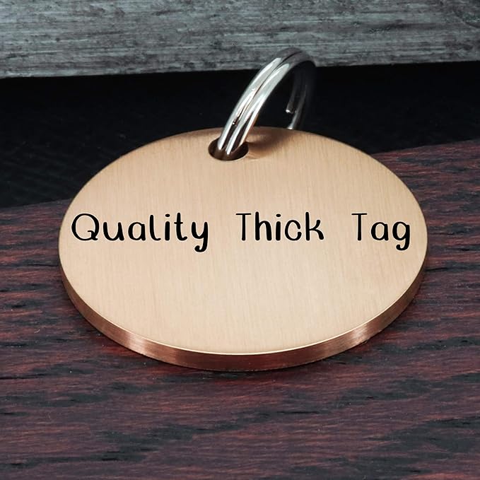 Ultra Joys Personalized Stainless Steel Dog and Cat Tags, Front and Back Engraving, Round Tag with Vine Design, Rose Large