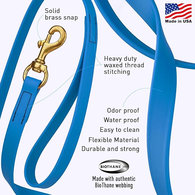 Viper K9 Biothane Working Dog Leash Waterproof Lead for Tracking Training Schutzhund Dog Sport and Search - Odor-Proof Long Line with Solid Brass Snap for Puppy Medium and Large - Water Friendly