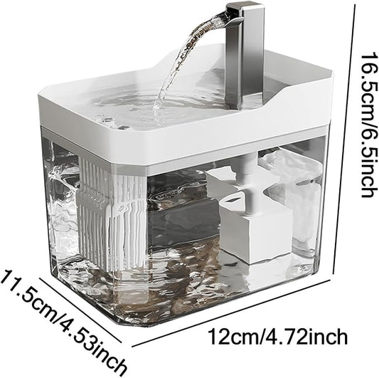 Automatic Cat Fountain, 1.5L Smart Waterer, 6.54x4.52x4.72 Inches Feeders with Sensing Feature, Easy Clean Drinking Bowl, Indoor Device with Compact Design, Pet Accessory for Home Dorms and Apartment